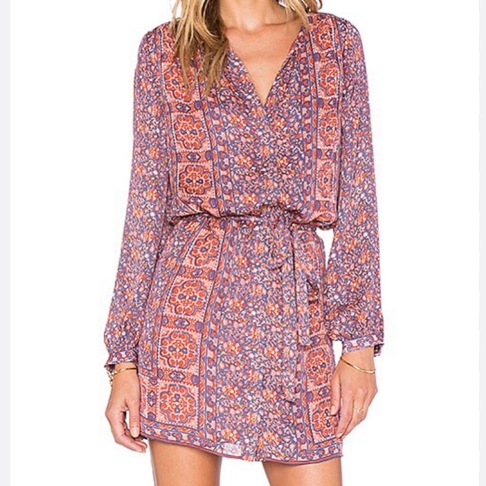 Joie Bohemian Print Silk Tie-Waist Dress